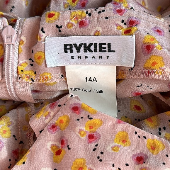 Sonia Rykiel Enfant Silk Pink Yellow Floral Jumpsuit Ruffle Crystal Logo Girl 14 - Picture 9 of 10